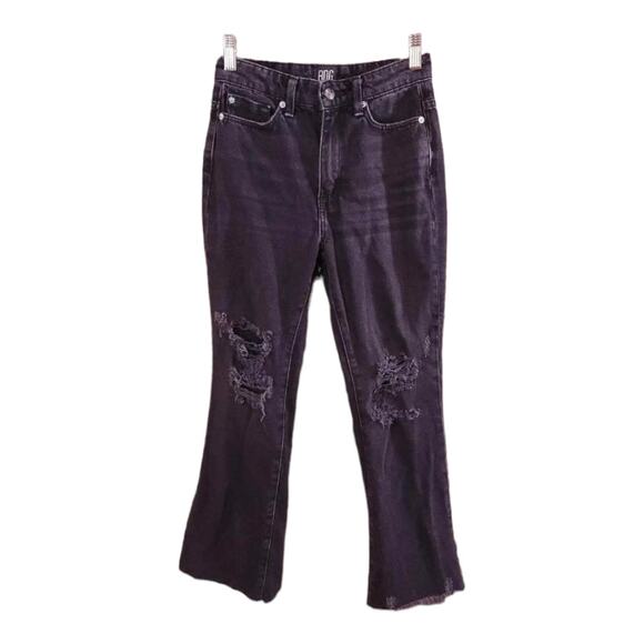 BDG Urban Outfitters Wilco Distressed Black Cropped Flare Jeans Women's 24 - Picture 3 of 7